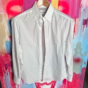 Brunello Cucinelli White Textured Button-Down Dress Shirt